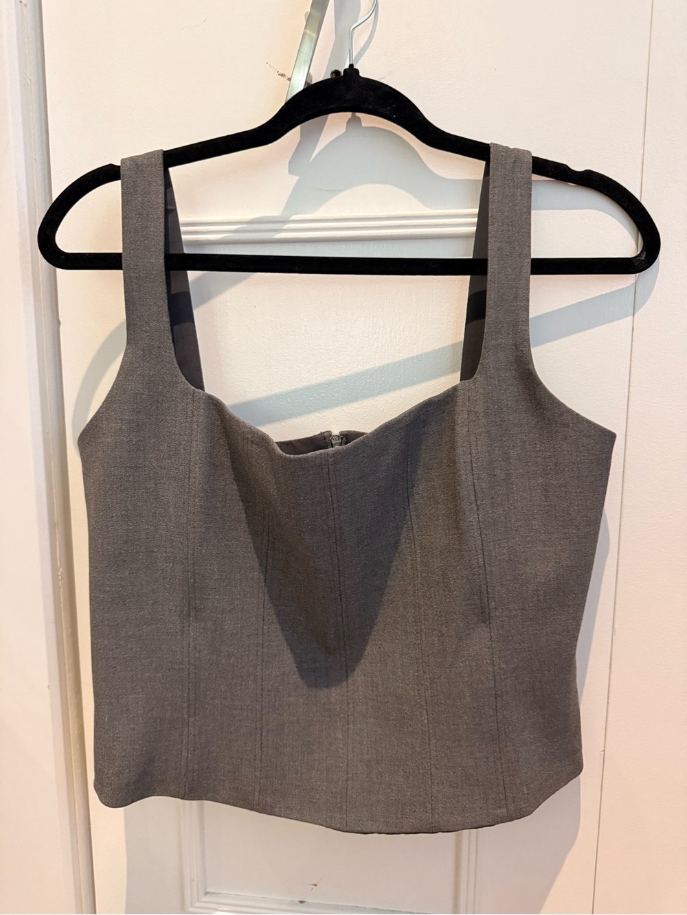 Zara Gray Square-Neck Corset Top